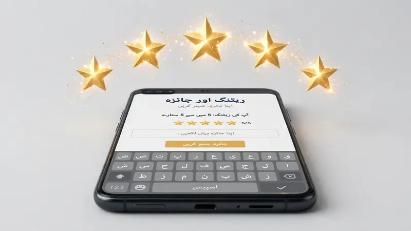 Top rated Urdu keyboard app with five gold stars