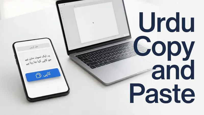 Urdu copy and paste on smartphone and laptop with Urdu text