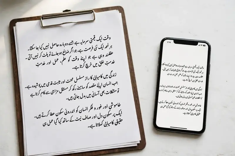 Printed Urdu text documents ready for copy and paste