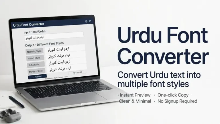 Urdu font converter tool showing different Urdu font styles