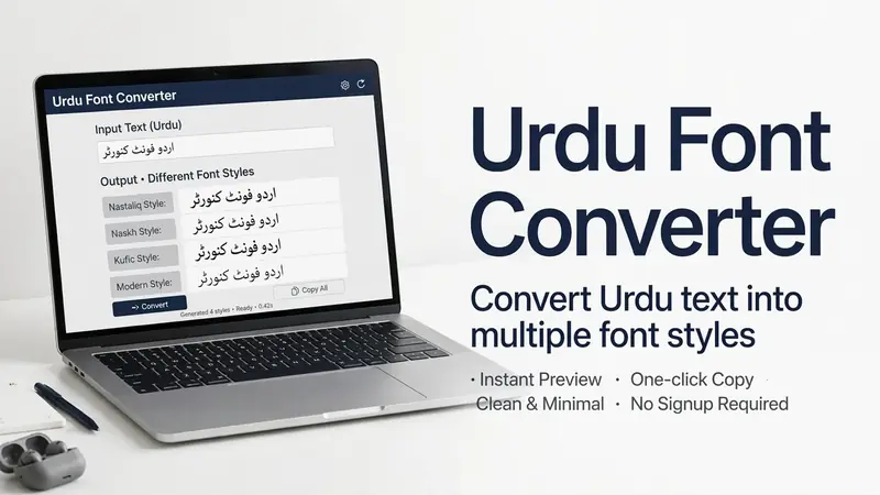 Urdu font converter tool showing different Urdu font styles