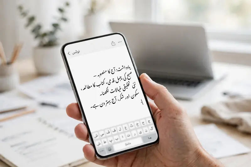 Typing Urdu notes with the Urdu keyboard for iPhone