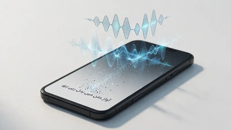Smartphone converting Urdu text to speech with sound waves