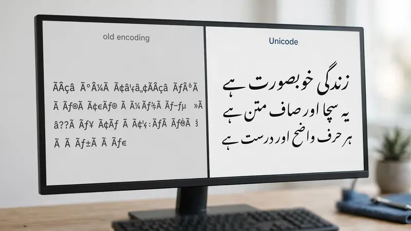 Old encoding versus Unicode comparison for Urdu text