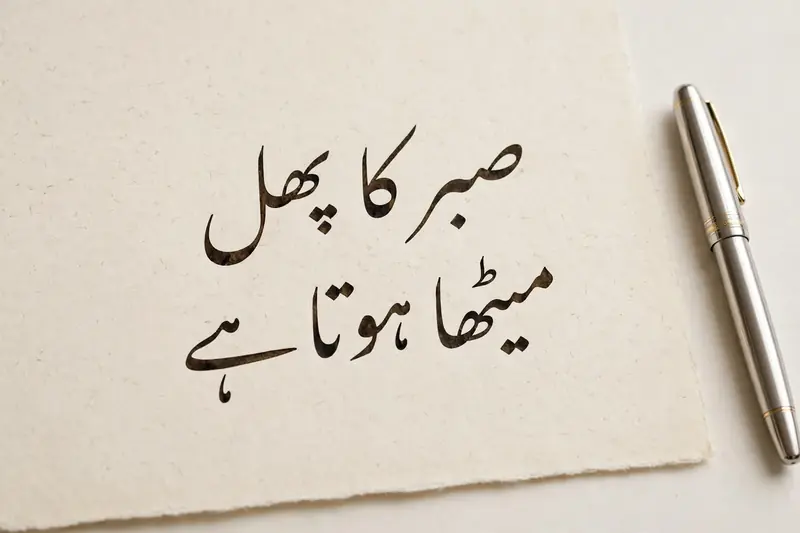 Elegant Urdu handwriting in Nastaliq calligraphy style
